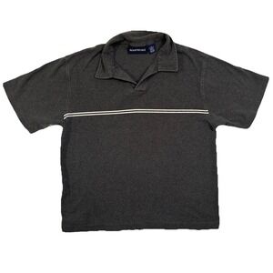 Aeropostale Polo Shirt Mens XL Gray White Stripe Short Sleeve Casual